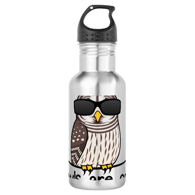 Owls are cool water bottle (Front)