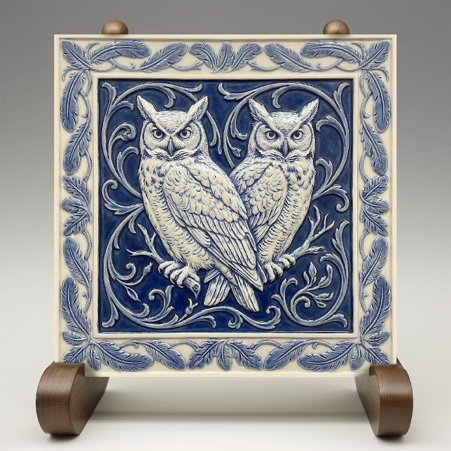 Owls Arts & Crafts Wall Decor Ceramic Tile (Creator Uploaded)