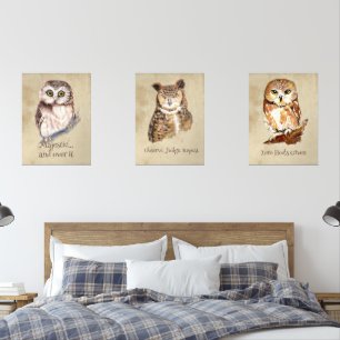 Owls Behaving Badly:Collection of Sass and Wisdom Wall Art Sets