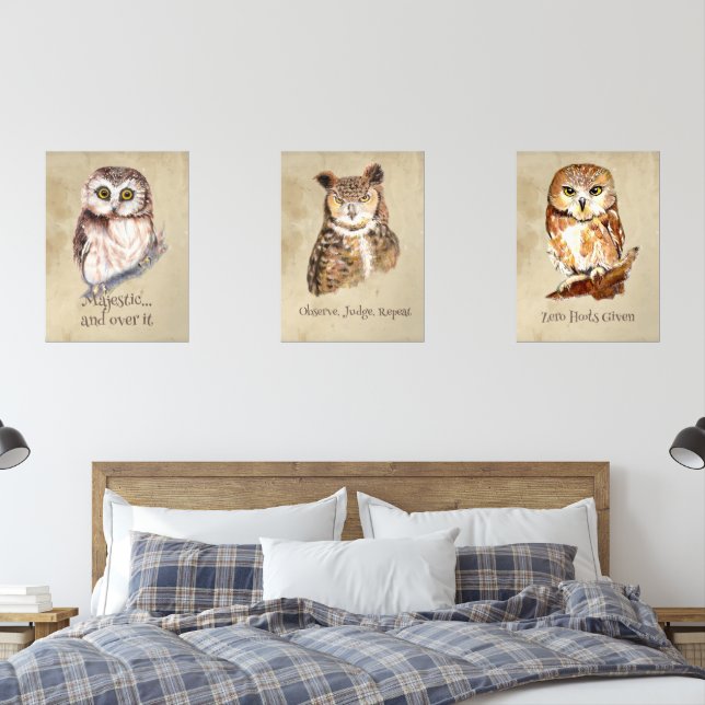 Owls Behaving Badly:Collection of Sass and Wisdom Wall Art Sets (Bedroom)