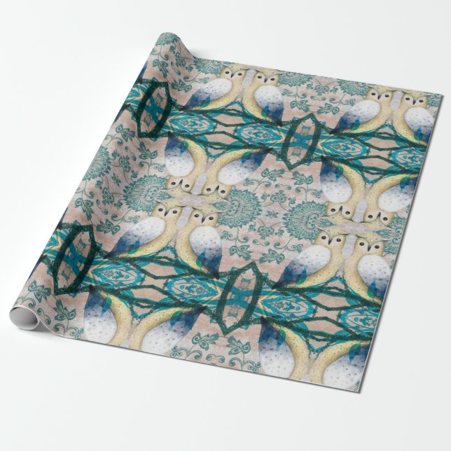 OWLS BIRDS WRAPPING PAPER (Unrolled)
