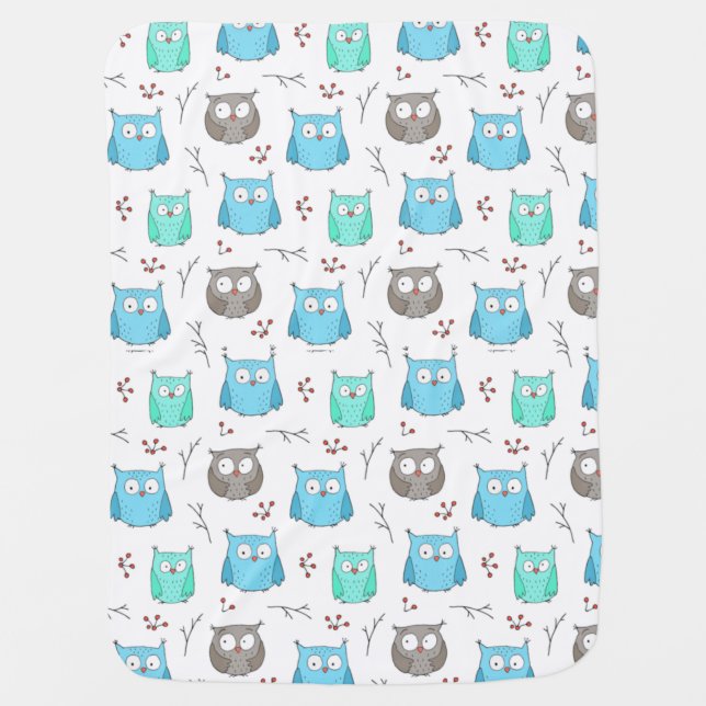 Owls & Branches Pattern Baby Blanket (Front)