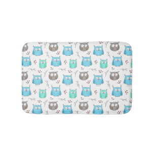 Owls & Branches Pattern Bath Mat