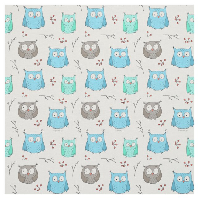 Owls & Branches Pattern Fabric (Swatch)