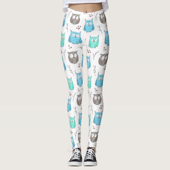 Owls & Branches Pattern Leggings (Front)