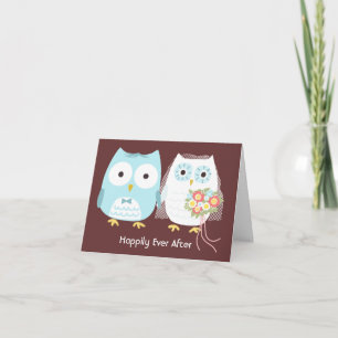 Owls Bride and Groom Cute Newlyweds Thank You Card