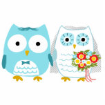 Owls Bride and Groom - Fun Wedding Cake Topper Cutout<br><div class="desc"></div>