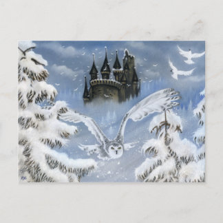Owls Castle Winter Fairytale Postcard