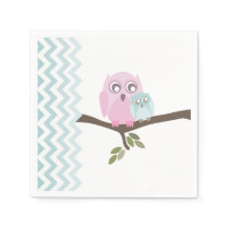 Owls   Chevron Boy Baby Shower Napkins