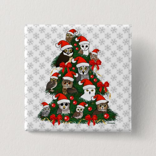 Owls Christmas Tree Button