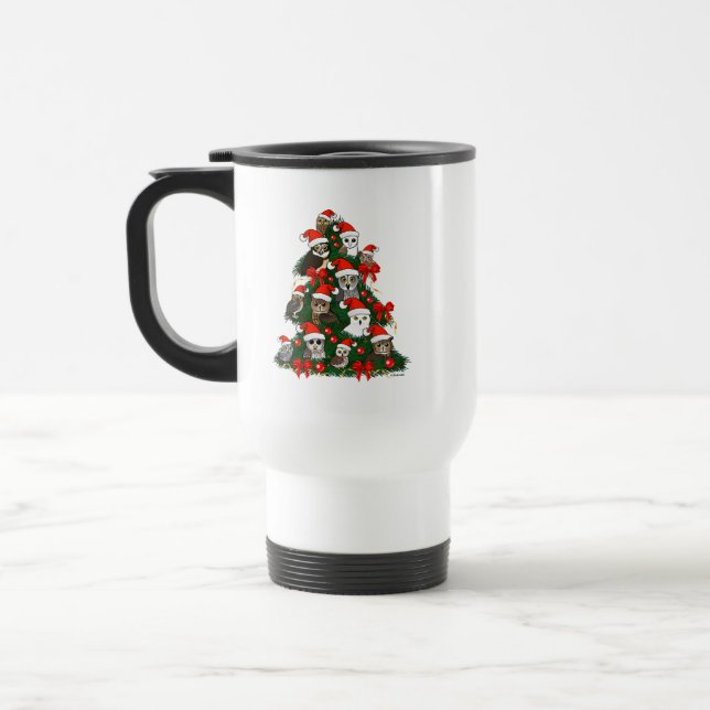 Owls Christmas Tree Travel Mug (Left)