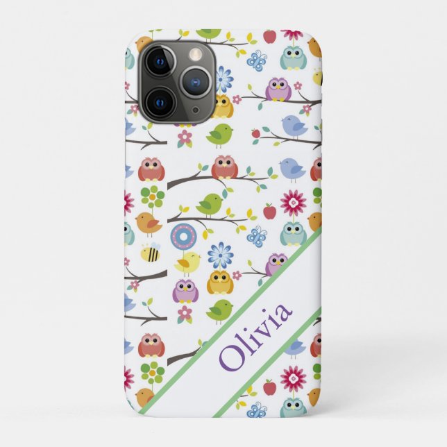 Owls Cute Simple Modern Name Case-Mate iPhone Case (Back)