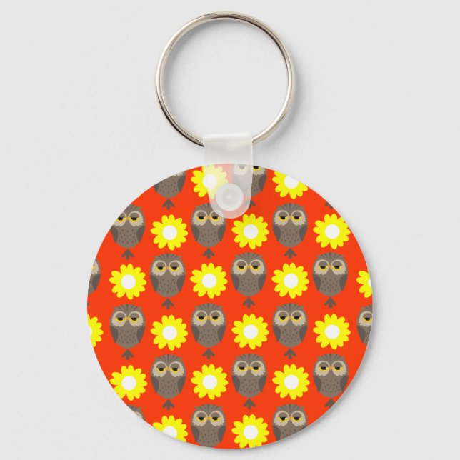 Owls & Daisies Keychain (Front)