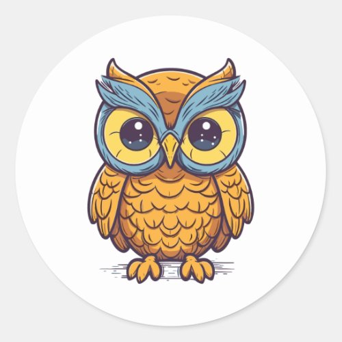 Owls Delight Kawaii_Style Graphic Design Classic Round Sticker
