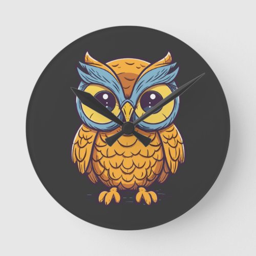 Owls Delight Kawaii_Style Graphic Design Round Clock