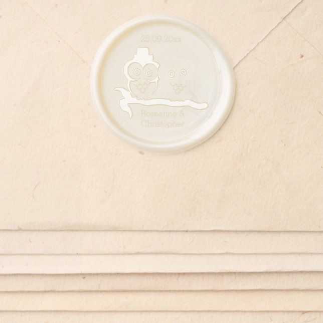 Owls Design Wedding Wax Seal Sticker (Front)
