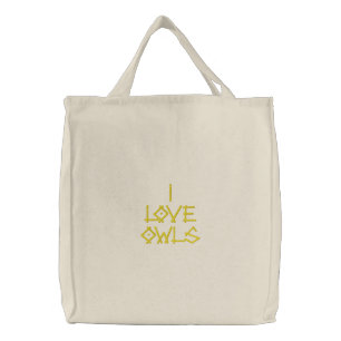 OWLS EMBROIDERED TOTE BAG