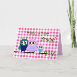 Owls Family Birthday Card