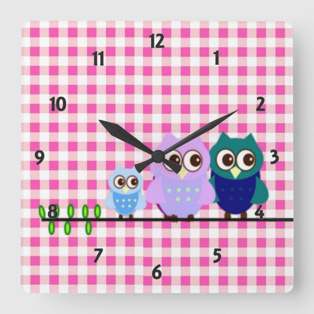 Owls Family Wall Clock (Front)