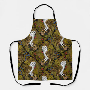 Owls, ferns, oak and berries 2 apron