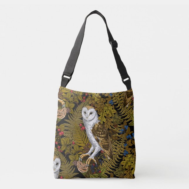 Owls, ferns, oak and berries 2 crossbody bag (Front)