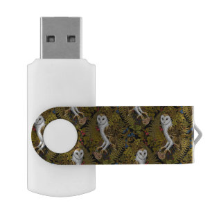 Owls, ferns, oak and berries 2 flash drive