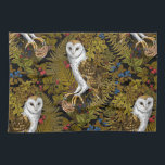 Owls, ferns, oak and berries 2 kitchen towel<br><div class="desc">Hаnd-painted owls,  mouse,  forest berries and ferns, seamless pattern</div>
