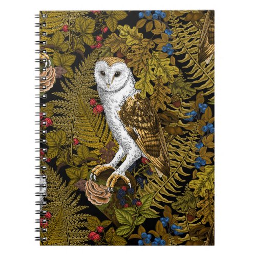 Owls ferns oak and berries 2 notebook
