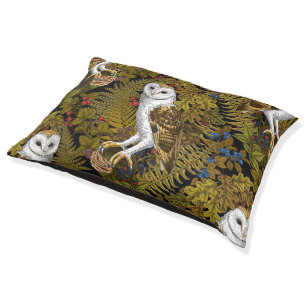 Owls, ferns, oak and berries 2 pet bed
