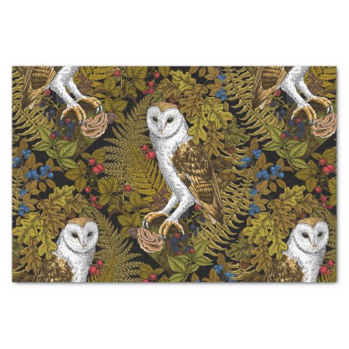 Owls ferns oak and berries 2 tissue paper