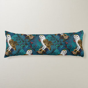Owls, ferns, oak and berries 3 body pillow
