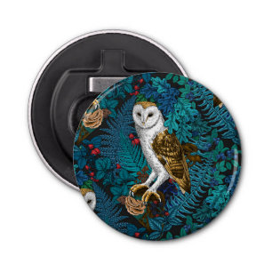 Owls, ferns, oak and berries 3 bottle opener