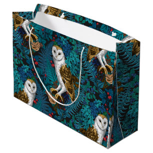Owls, ferns, oak and berries 3 large gift bag