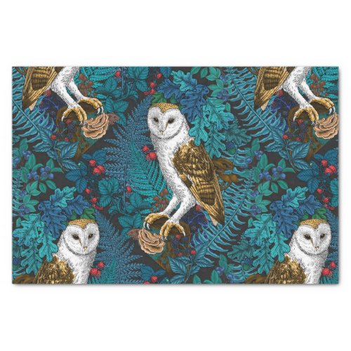 Owls ferns oak and berries 3 tissue paper