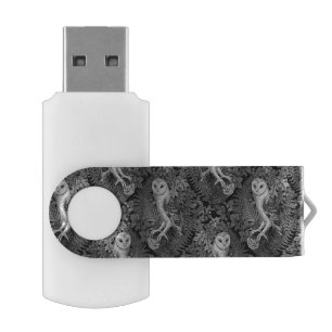 Owls, ferns, oak and berries 4 flash drive
