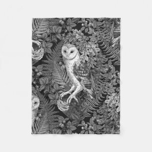Owls, ferns, oak and berries 4 fleece blanket