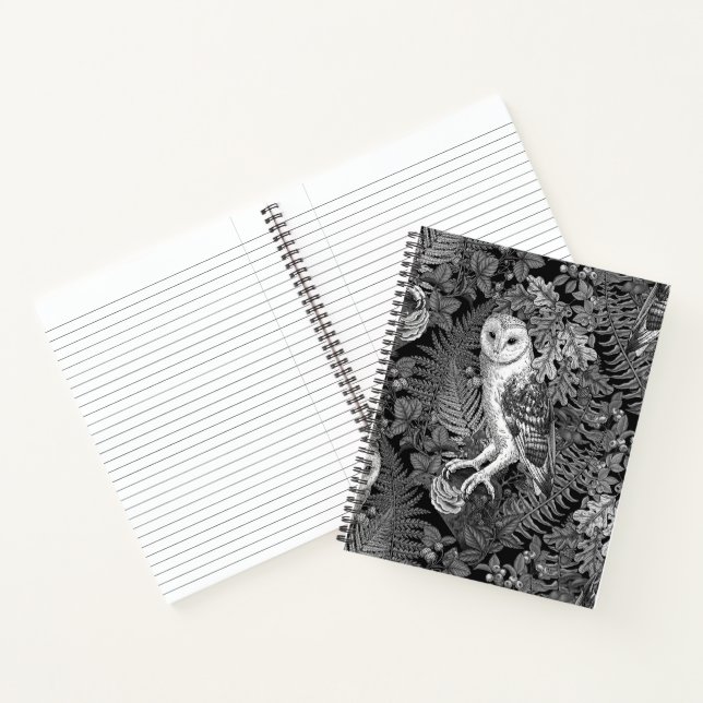 Owls, ferns, oak and berries 4 notebook (Inside)