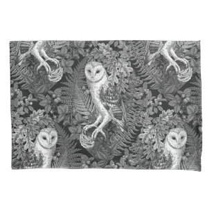 Owls, ferns, oak and berries 4 pillow case