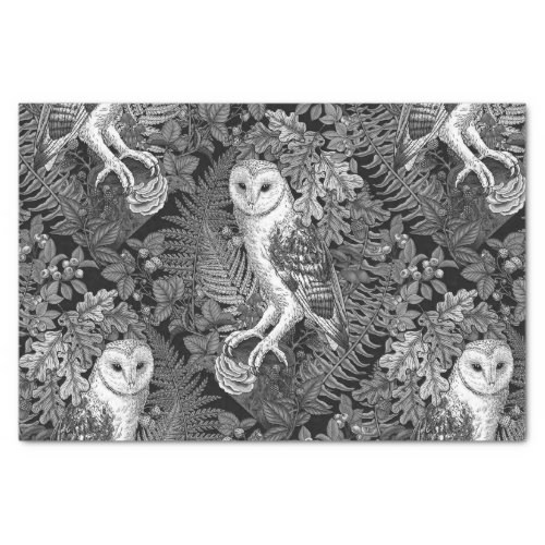 Owls ferns oak and berries 4 tissue paper