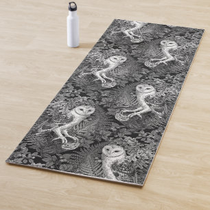 Owls, ferns, oak and berries 4 yoga mat