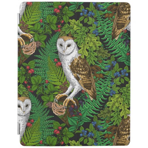 Owls, ferns, oak and berries iPad smart cover