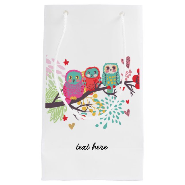 owls,, floral, wedding, birthday party Gift Bag (Front)