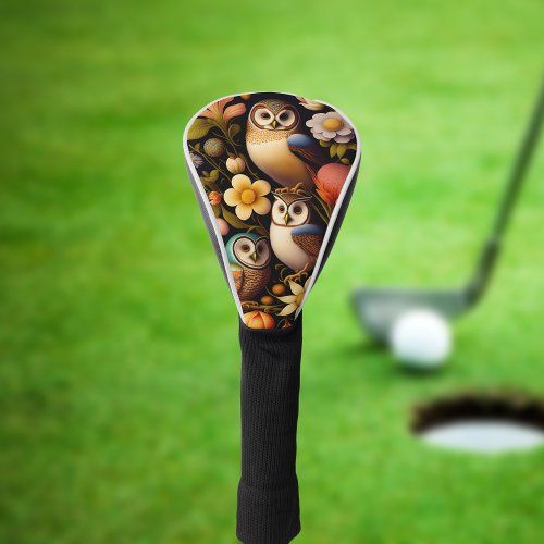 Owls  Flowers  Modern Haeckel  Golf Head Cover