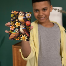 Owls & Flowers | Modern Haeckel Greeting