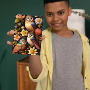 Owls & Flowers Modern Haeckel Greeting Card