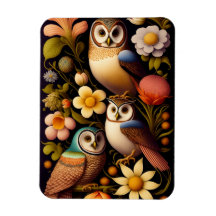Owls & Flowers | Modern Haeckel Magnet