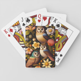 Owls & Flowers   Modern Haeckel   Playing Cards
