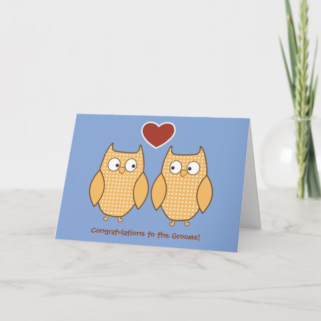 Owls Gay Wedding Card for Grooms (Front)