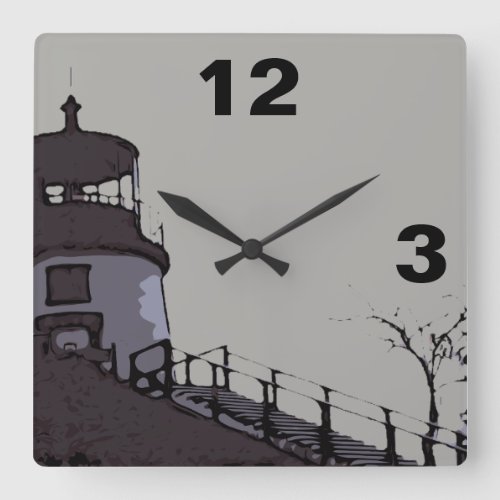 OWLS HEAD LIGHT SQUARE WALL CLOCK