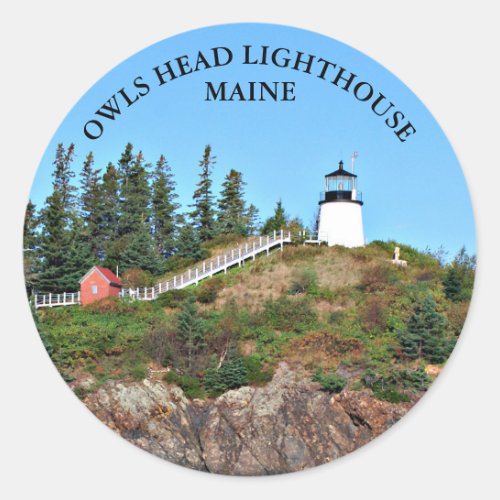 Owls Head Lighthouse Maine Round Stickers